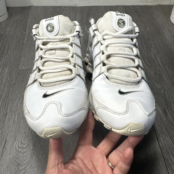 Nike Shox NZ 2019 White Leather Black Swoosh Sneakers 501524-106 Men 8.5/ 10 W main image 6